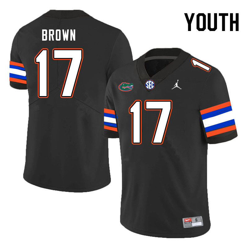 Youth #17 Max Brown Florida Gators College Football Jerseys Stitched-Black